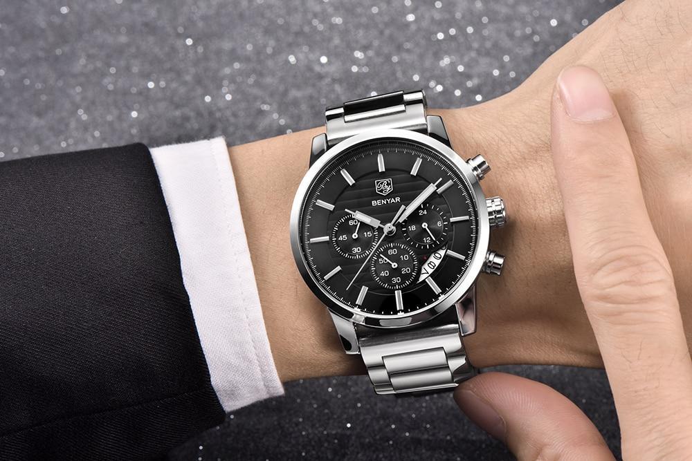 Sport Business Chronograph Steel Men Watches Top Luxury Quartz Male Analog Fashion Watchwrist