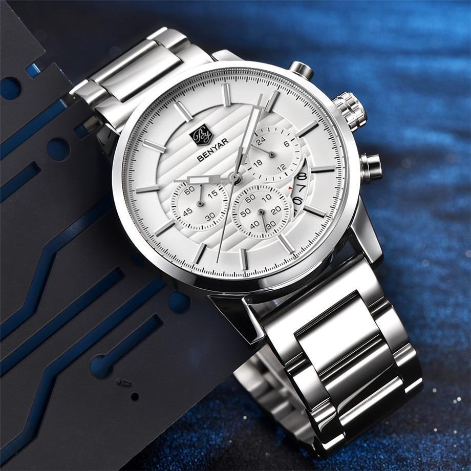 Sport Business Chronograph Steel Men Watches Top Luxury Quartz Male Analog Fashion Watchwrist