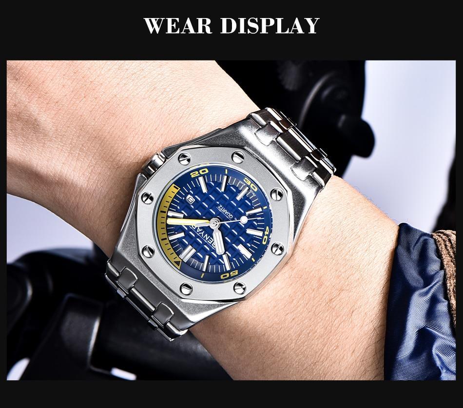 Luxury Stainless Steel Quartz Watch Men Military Watch Causal Fashion Excellent Wristwatch