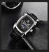 Square Luxury Mens Watch Analog Waterproof Quartz Sport Stylish Leather Strap Wrist Watch Business Design For Men