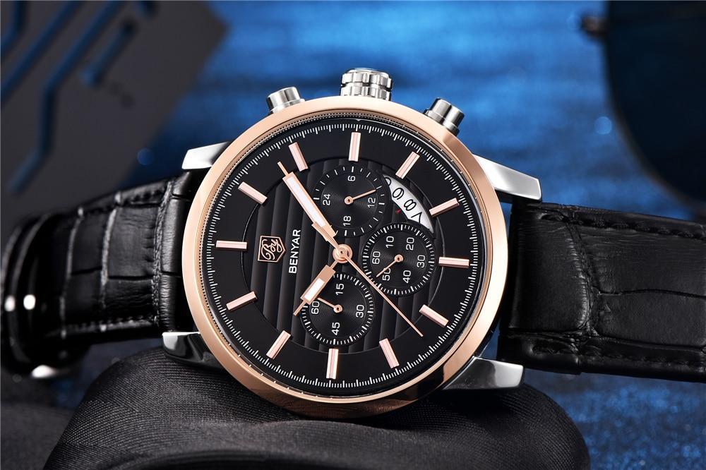 Luxury Men's Business Watches Fashion Watch Waterproof For Men's Casual Sport Leather Strap