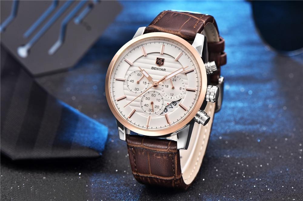 Luxury Men's Business Watches Fashion Watch Waterproof For Men's Casual Sport Leather Strap