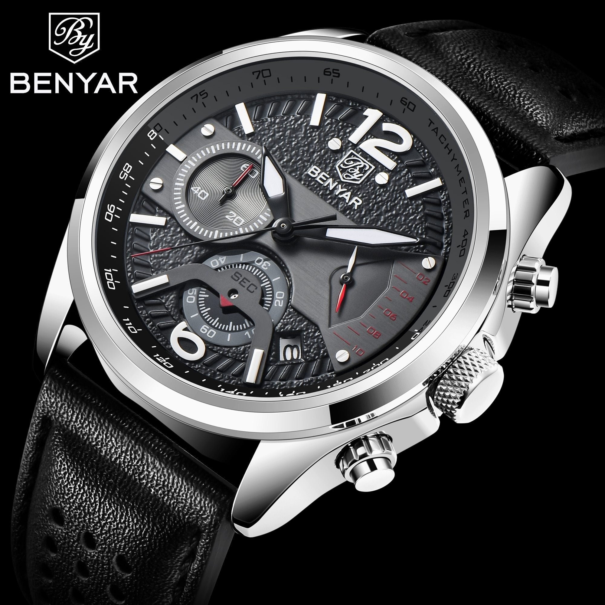 New Men Watch Top Sport Design Waterproof Men Quartz Military Wristwatch  Leather Strap Analog Men Watch