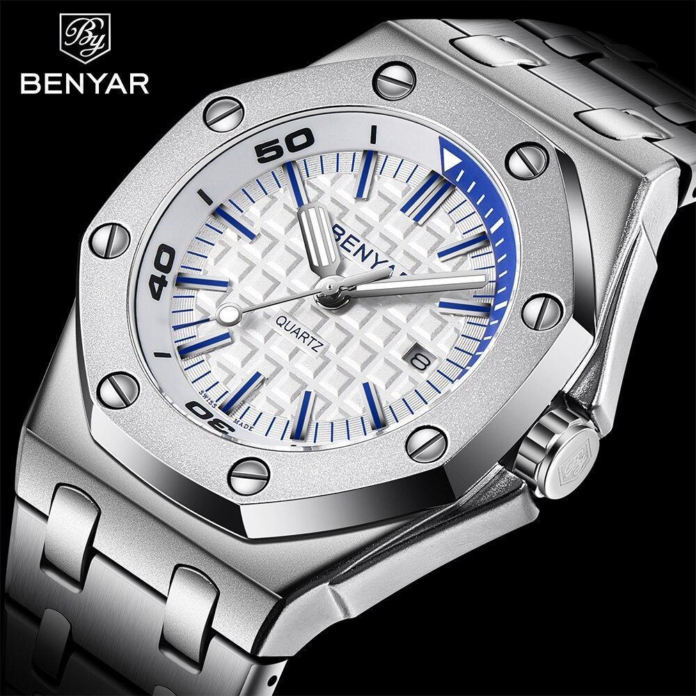 Luxury Stainless Steel Quartz Watch Men Military Watch Causal Fashion Excellent Wristwatch