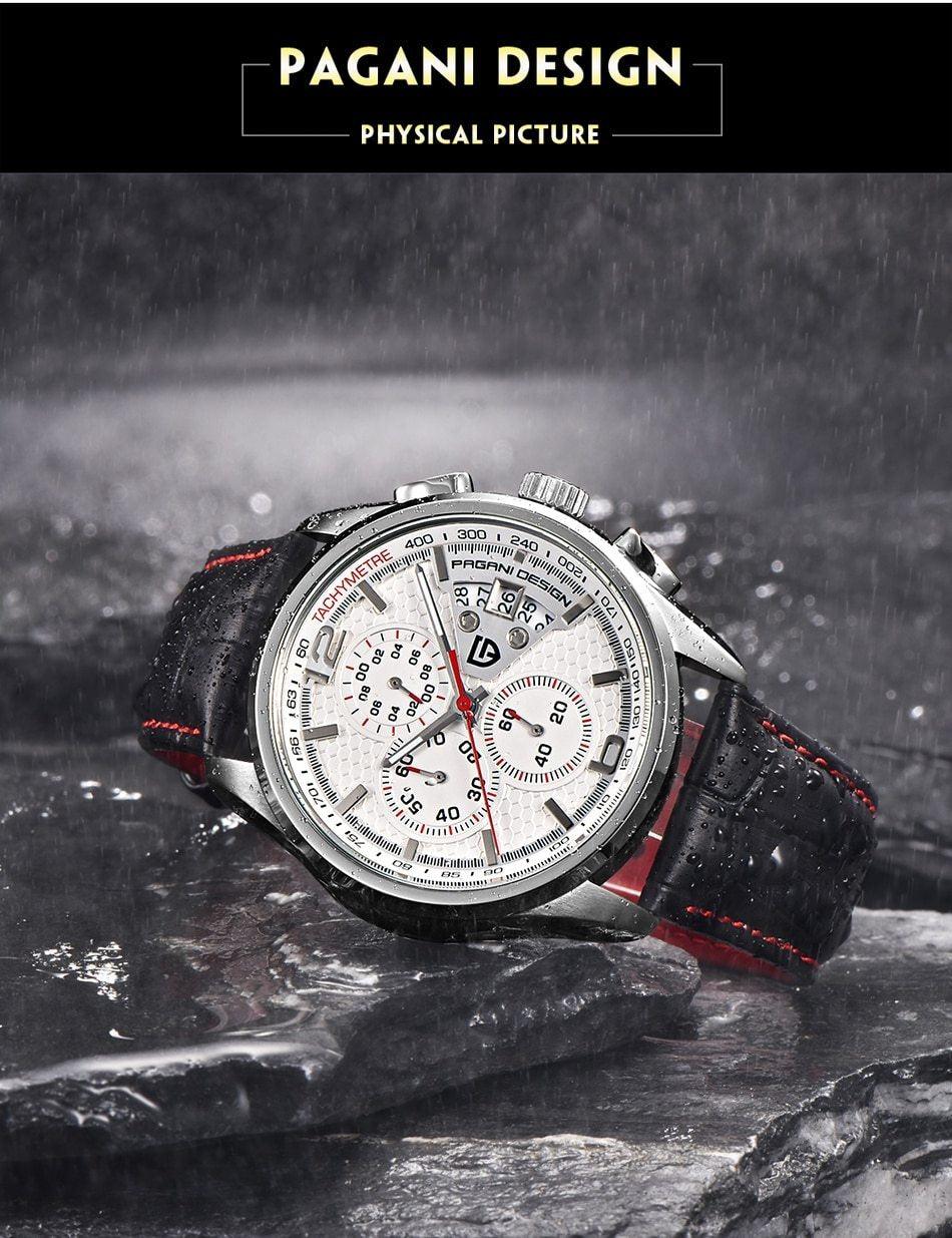 Multifunction Luxury Mens Watches Quartz Chronograph Sport Design Leather Band Strap Comfortable Wrist Watch For Men