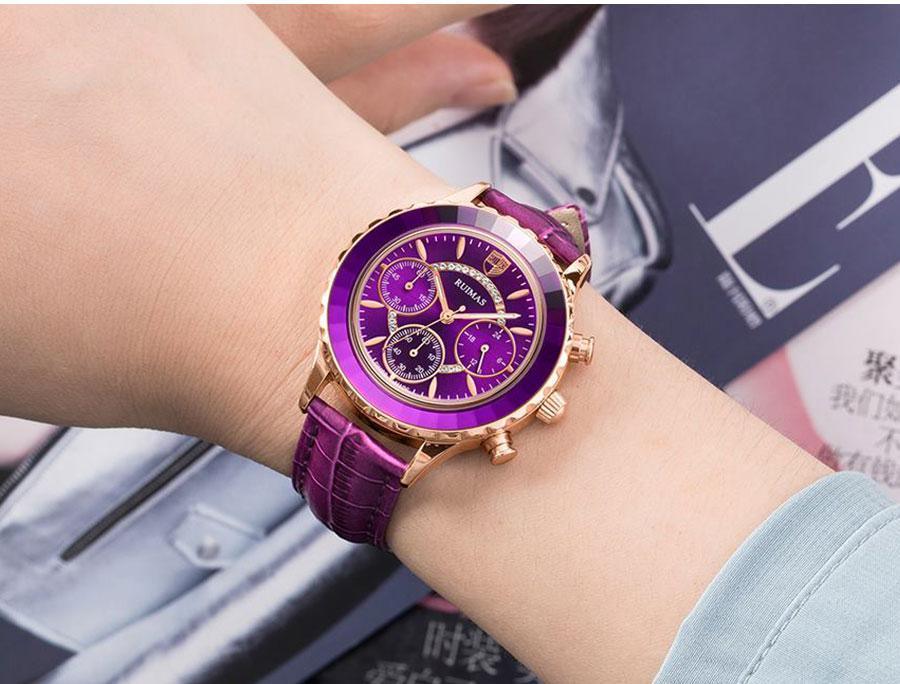 Luxury Green Business Women Watches Quartz Fashion Leather Strap Waterproof Multifunctional Wristwatch For Women