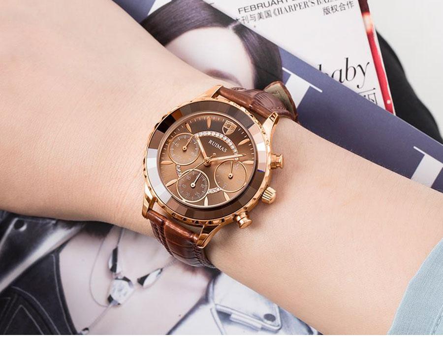 Luxury Green Business Women Watches Quartz Fashion Leather Strap Waterproof Multifunctional Wristwatch For Women