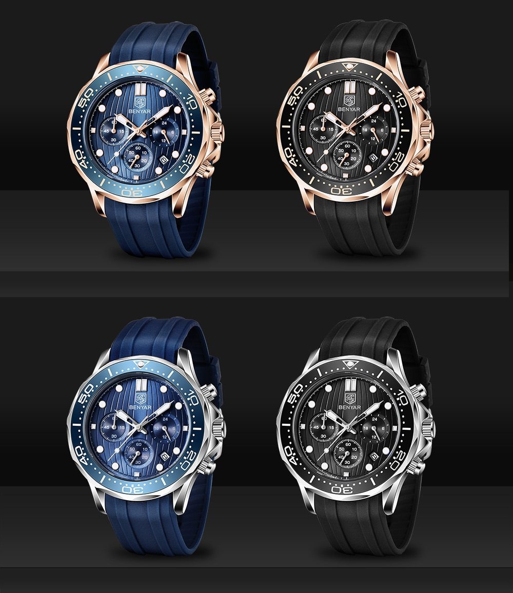 Luxury Sport Mens Watches Quartz Stylish Wrist Watch For Men Chronograph Waterproof and Scratch Resistant