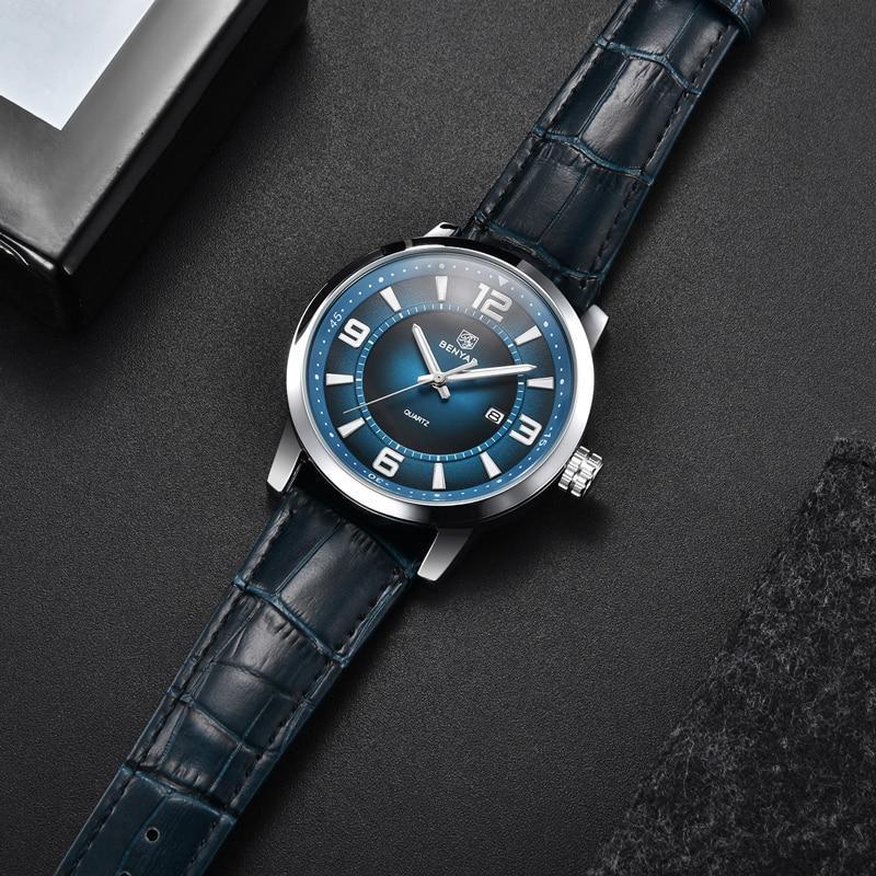 Sports Luxury Watches For Men Quartz Blue Watch Fashion Leather Strap Casual Mens Wrist Watch