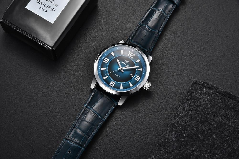 Sports Luxury Watches For Men Quartz Blue Watch Fashion Leather Strap Casual Mens Wrist Watch