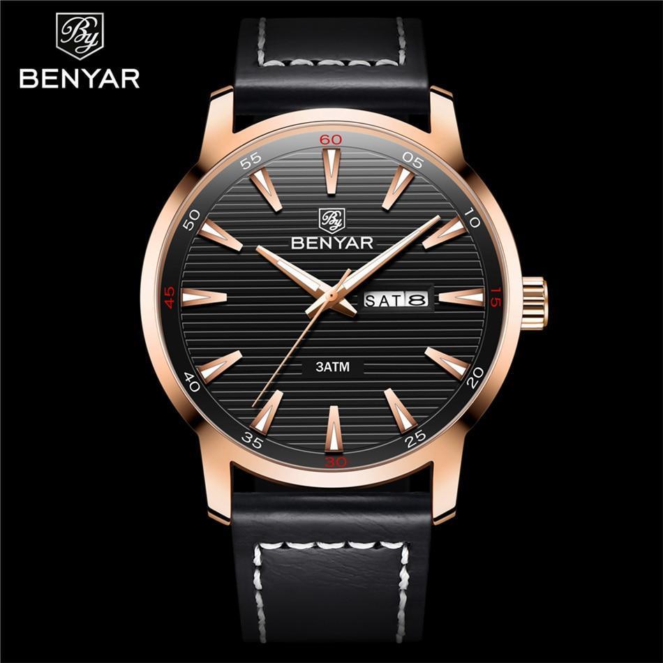 New Black Casual Fashion Simple Men's Watch Analog Quartz Waterproof Luxury Leather Strap Men Elegant Watch