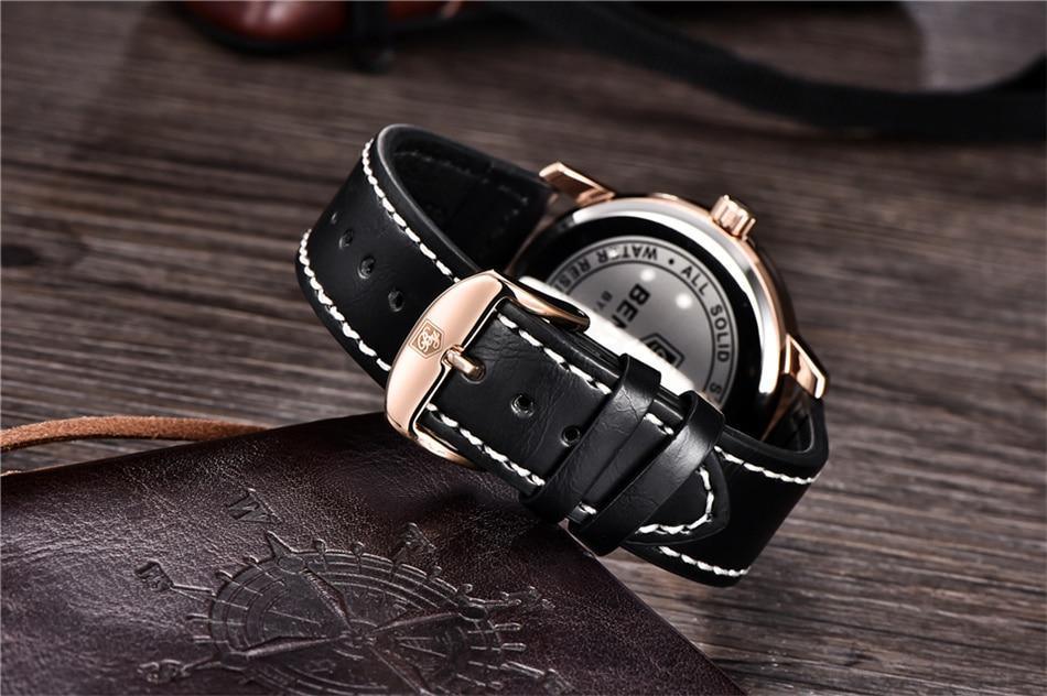 New Black Casual Fashion Simple Men's Watch Analog Quartz Waterproof Luxury Leather Strap Men Elegant Watch