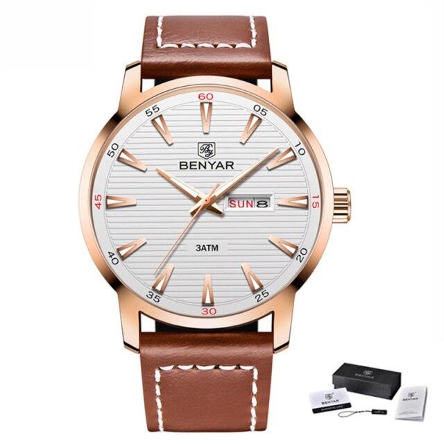 New Black Casual Fashion Simple Men's Watch Analog Quartz Waterproof Luxury Leather Strap Men Elegant Watch