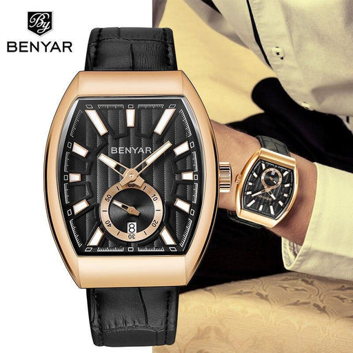New Quartz Business Mens Luxury Watch Classic Retro Rectangle Analog Waterproof Fashion Leather Strap Wrist Watch