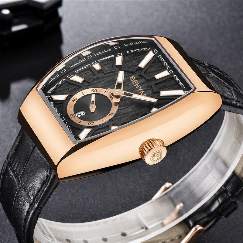 New Quartz Business Mens Luxury Watch Classic Retro Rectangle Analog Waterproof Fashion Leather Strap Wrist Watch