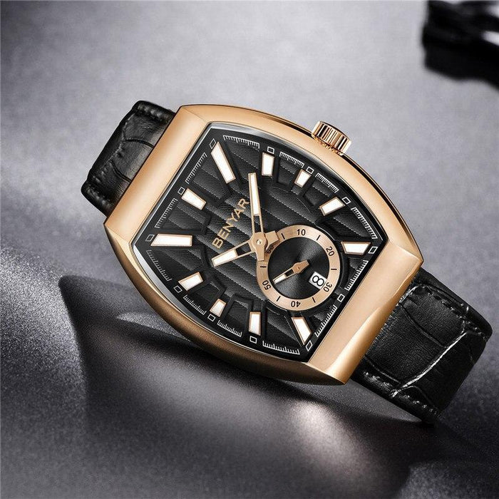 New Quartz Business Mens Luxury Watch Classic Retro Rectangle Analog Waterproof Fashion Leather Strap Wrist Watch