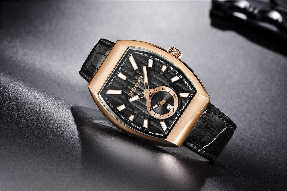 New Quartz Business Mens Luxury Watch Classic Retro Rectangle Analog Waterproof Fashion Leather Strap Wrist Watch