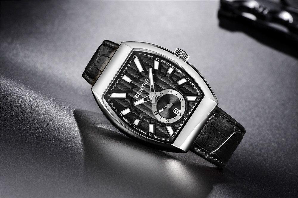 New Quartz Business Mens Luxury Watch Classic Retro Rectangle Analog Waterproof Fashion Leather Strap Wrist Watch