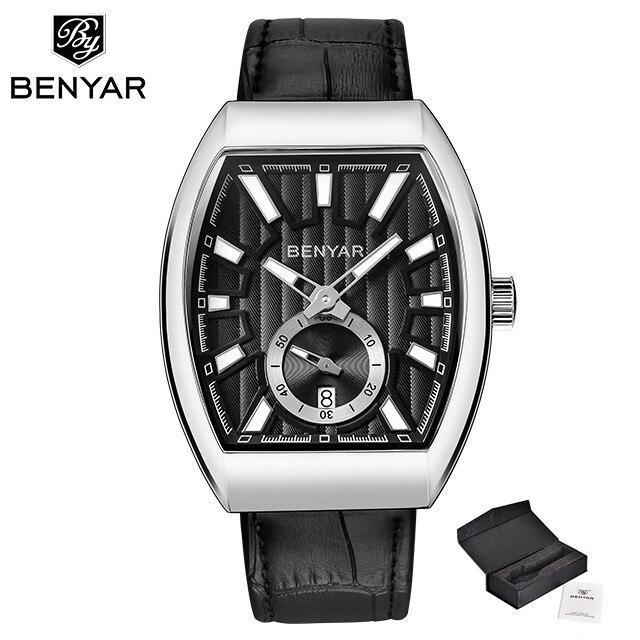 New Quartz Business Mens Luxury Watch Classic Retro Rectangle Analog Waterproof Fashion Leather Strap Wrist Watch