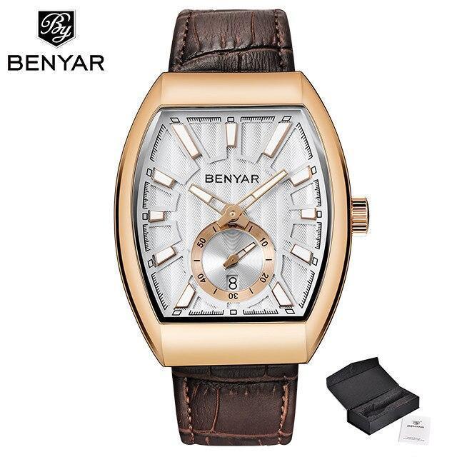 New Quartz Business Mens Luxury Watch Classic Retro Rectangle Analog Waterproof Fashion Leather Strap Wrist Watch