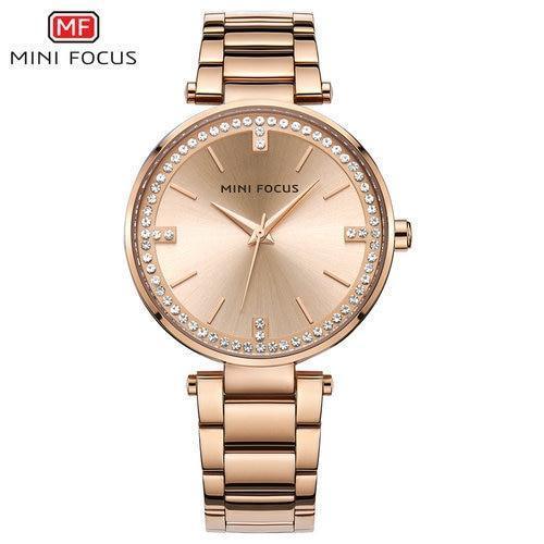 Luxury Crystal Fashion Womens Watch Quartz Analog Waterproof Elegant Stainless Steel Strap Wrist Watch For Women