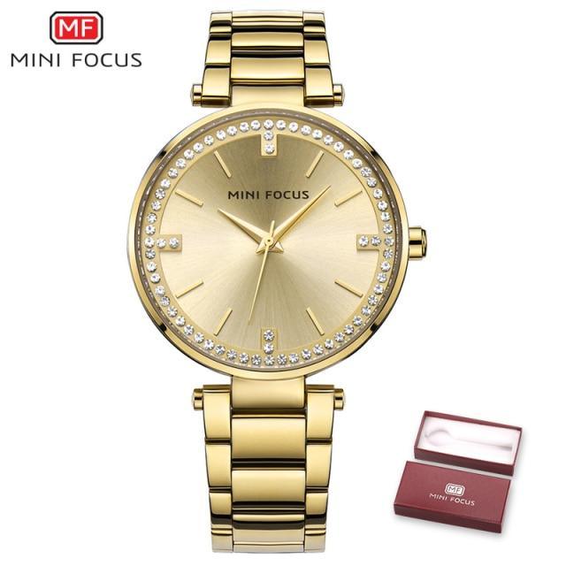 Luxury Crystal Fashion Womens Watch Quartz Analog Waterproof Elegant Stainless Steel Strap Wrist Watch For Women