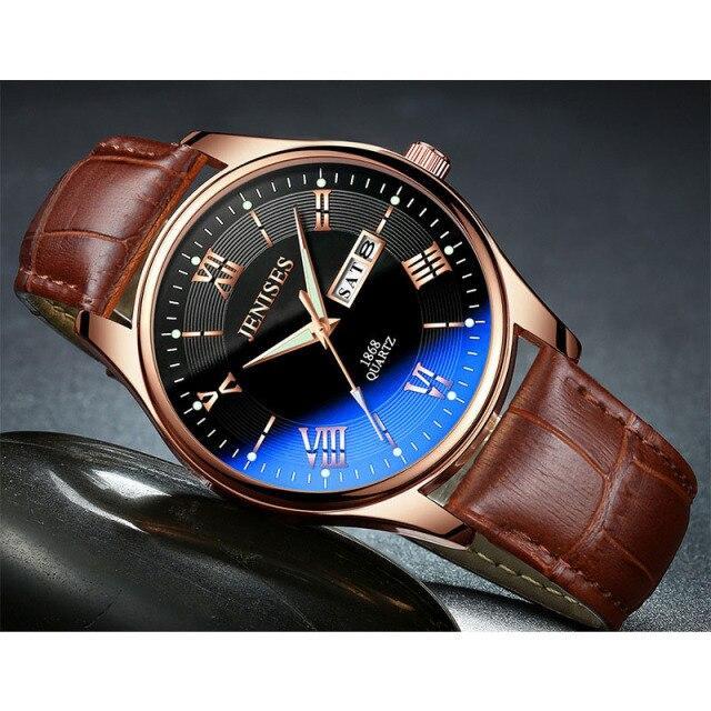 Luxury Black Men Watches Elegant Leather Strap Waterproof And Scratch Resistant Sports Wrist Watch For Mens