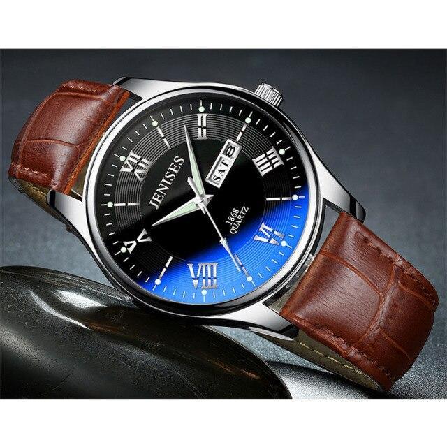 Luxury Black Men Watches Elegant Leather Strap Waterproof And Scratch Resistant Sports Wrist Watch For Mens