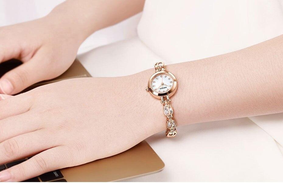 Charming Women Fashion Crystal Watch Elegant Shape Bracelet Strap Luxury Design Quartz Waterproof Womens Wrist Watch