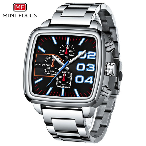 Elegant Business Square Mens Watch Multifunctional Waterproof Stainless Steel Design Big Wrist Watch