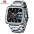 Elegant Business Square Mens Watch Multifunctional Waterproof Stainless Steel Design Big Wrist Watch