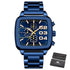 Elegant Business Square Mens Watch Multifunctional Waterproof Stainless Steel Design Big Wrist Watch