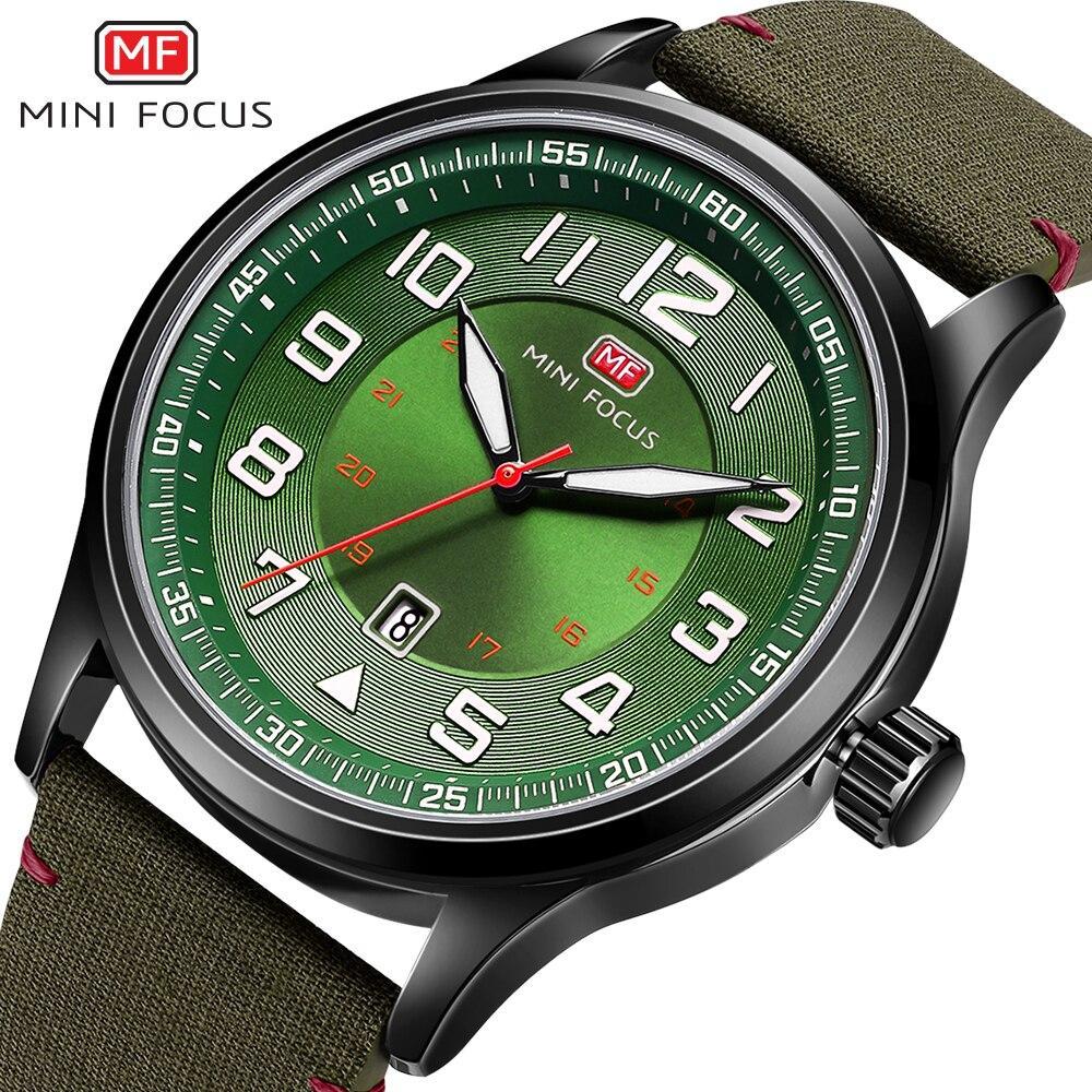 Casual Sport Mens Watch Luxury Green Round Design Waterproof Analog Quartz Classic Fashion Wrist Watch