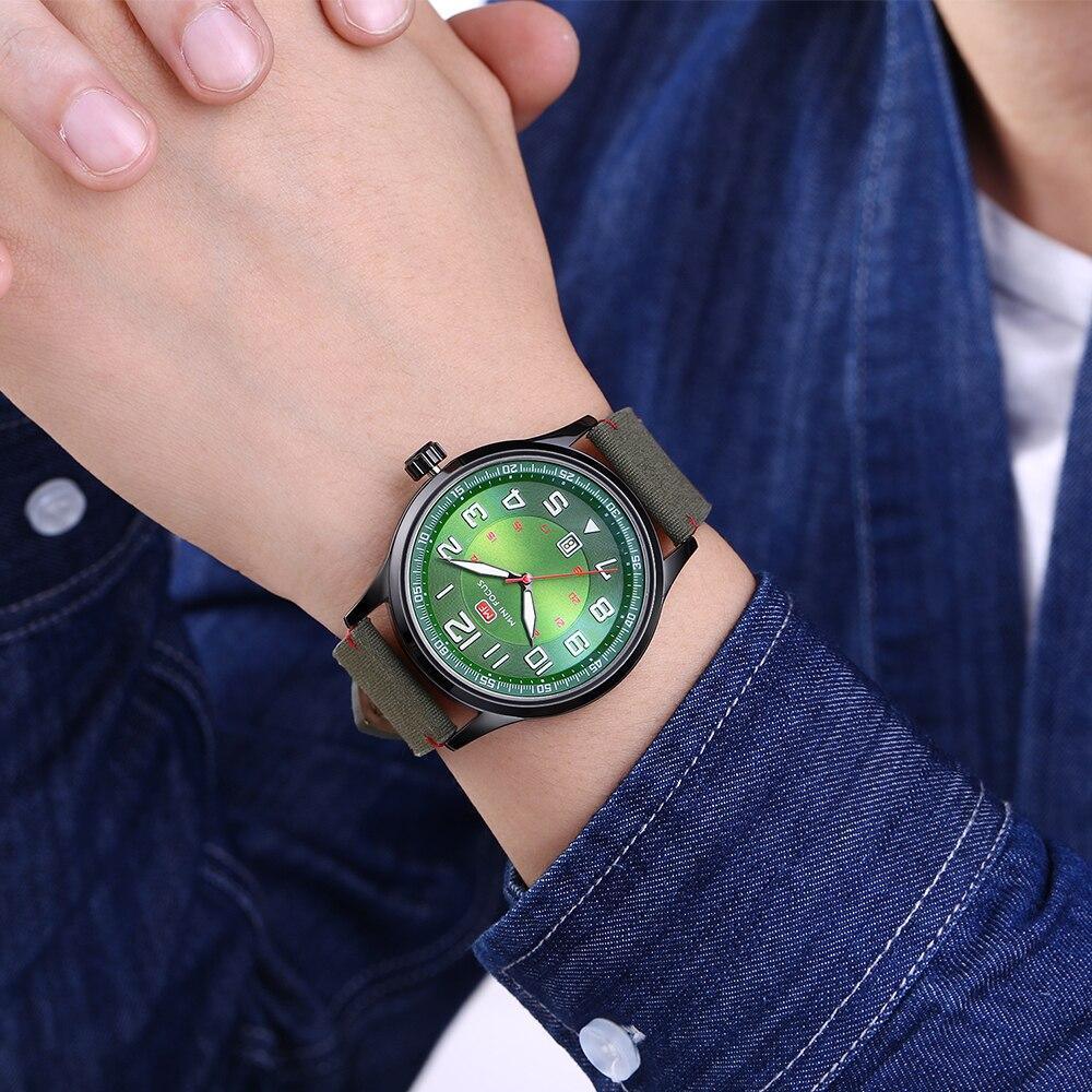 Casual Sport Mens Watch Luxury Green Round Design Waterproof Analog Quartz Classic Fashion Wrist Watch