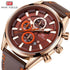 Brown Luxury Mens Watches Strong Leather Strap Modern Design Waterproof Multifunctional Business Wrist Watch