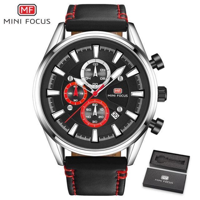 Brown Luxury Mens Watches Strong Leather Strap Modern Design Waterproof Multifunctional Business Wrist Watch