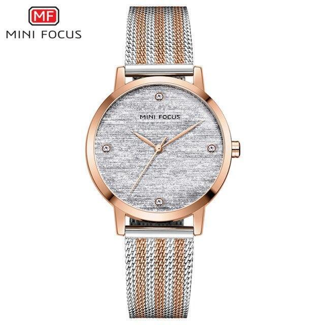 New Women Fashion Watches Luxury Quartz Waterproof Wrist Watch Gold Stainless Steel Mesh Elegant Design For Women