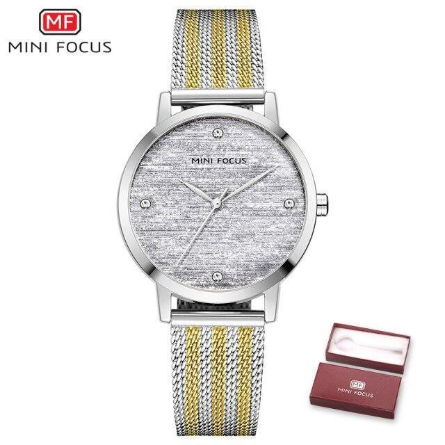 New Women Fashion Watches Luxury Quartz Waterproof Wrist Watch Gold Stainless Steel Mesh Elegant Design For Women