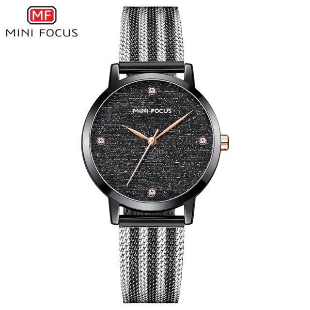 New Women Fashion Watches Luxury Quartz Waterproof Wrist Watch Gold Stainless Steel Mesh Elegant Design For Women