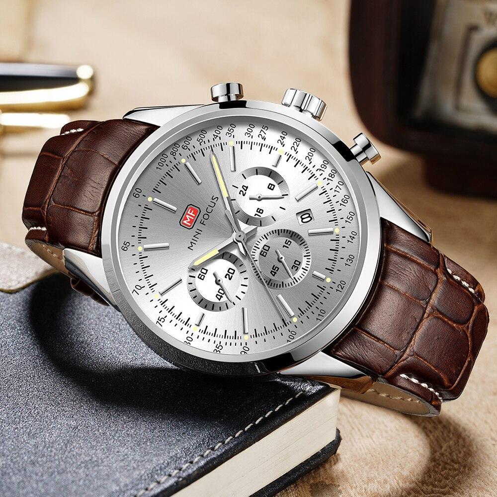 Black Luxury Men Watch Waterproof Multifunction Quartz Wrist Watches Elegant Leather Strap Sport Design