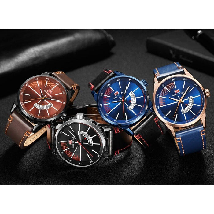 Elegant Black Quartz Men's Watch Fashion Leather Strap Luxury Calendar Design Luminous Analog Unique Design Wristwatches