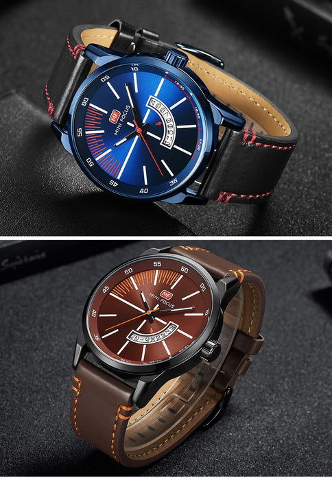 Elegant Black Quartz Men's Watch Fashion Leather Strap Luxury Calendar Design Luminous Analog Unique Design Wristwatches