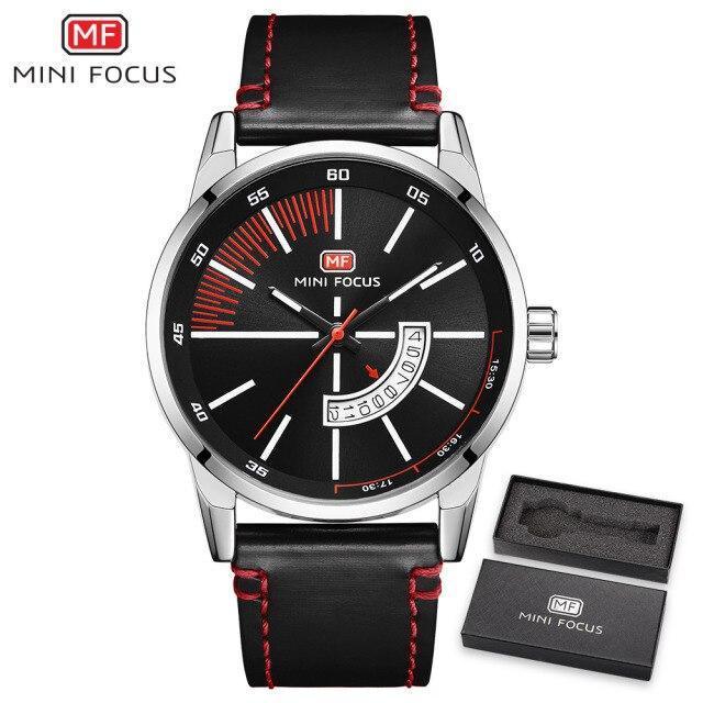 Elegant Black Quartz Men's Watch Fashion Leather Strap Luxury Calendar Design Luminous Analog Unique Design Wristwatches