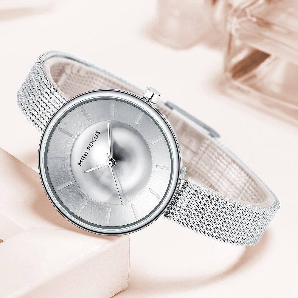 Luxury Women's Blue Watches Fashion Thin Mesh Belt Stainless Steel Quartz Waterproof Wrist Watch Elegant Design