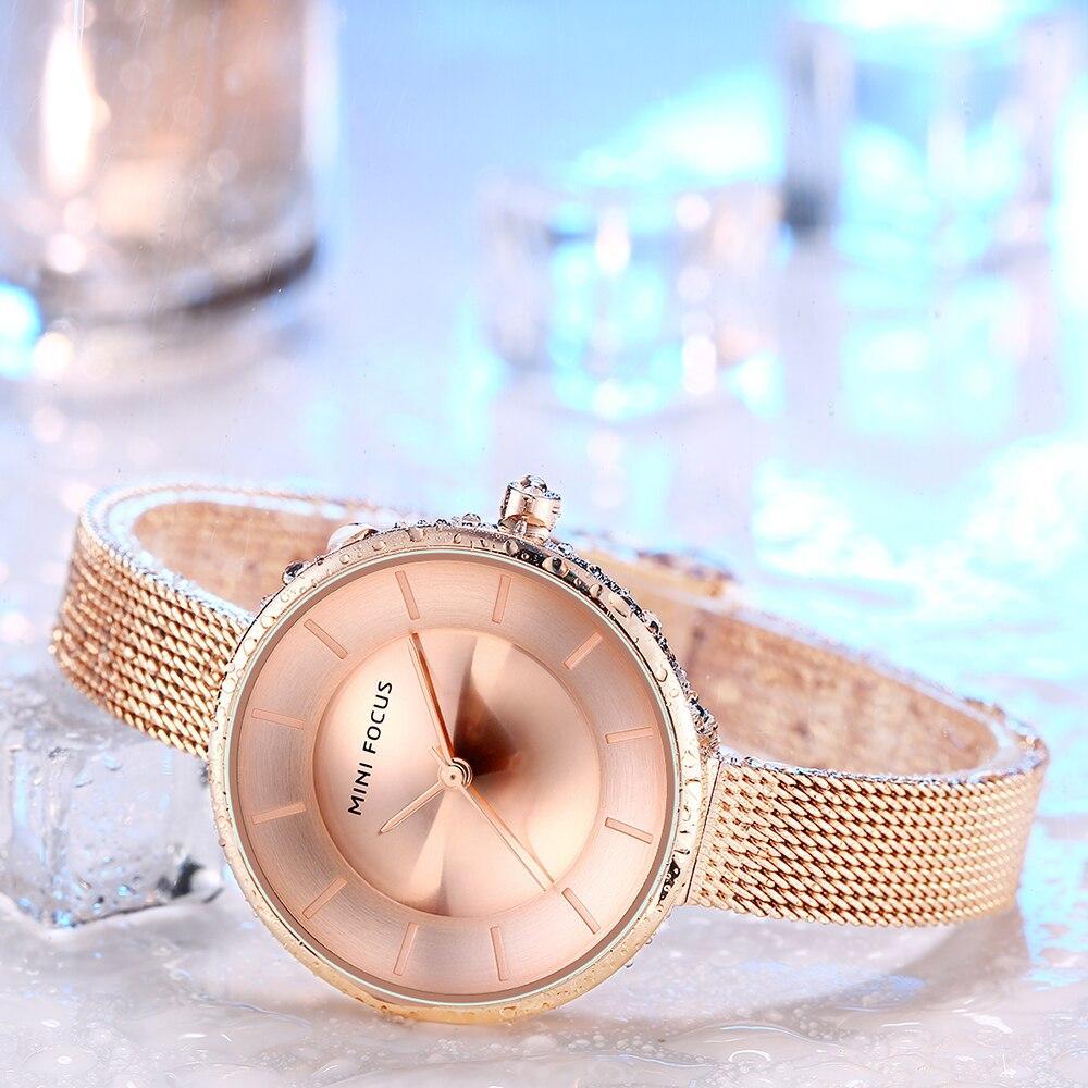 Luxury Women's Blue Watches Fashion Thin Mesh Belt Stainless Steel Quartz Waterproof Wrist Watch Elegant Design