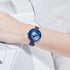 Luxury Women's Blue Watches Fashion Thin Mesh Belt Stainless Steel Quartz Waterproof Wrist Watch Elegant Design