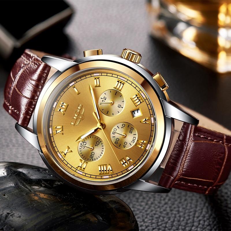 Men's Elegant Watch With Chronometers And Leather Belts  Business Style Perfect Gift Excellent Look