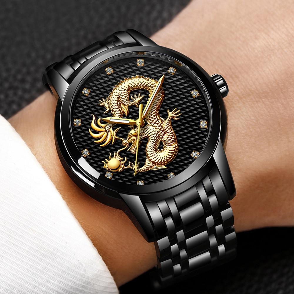 Men's Waterproof  Watch With 3D Dragon Design Excellent Look Perfect Gift For Your Man