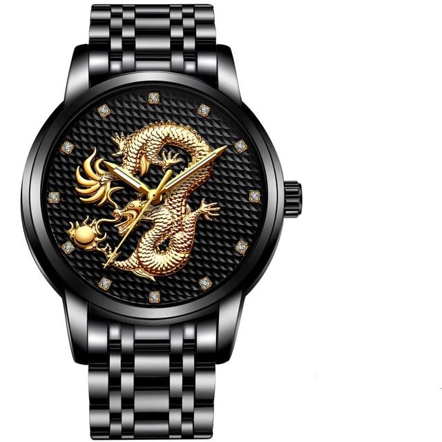 Men's Waterproof  Watch With 3D Dragon Design Excellent Look Perfect Gift For Your Man