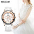 White Luxury New Womens Watch Fashion Leather Strap Shiny Design Waterproof Quartz Luminous Hands Wrist Watch